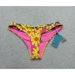 One One Bikini Bottoms Swimsuit Yellow Floral Resort Beach Vacay Preppy XL NWT